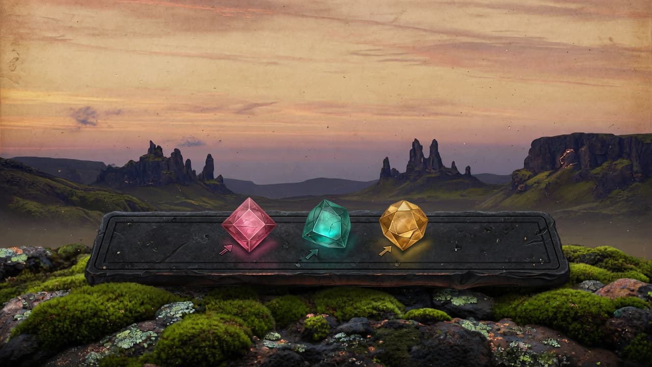 Illustrated locator bar with rose, teal, and gold player waypoints